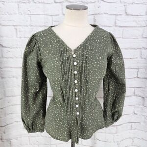 Handmade Boho Peasant Top Forest Fairy Cottage Ren Faire Medieval Green Medium?